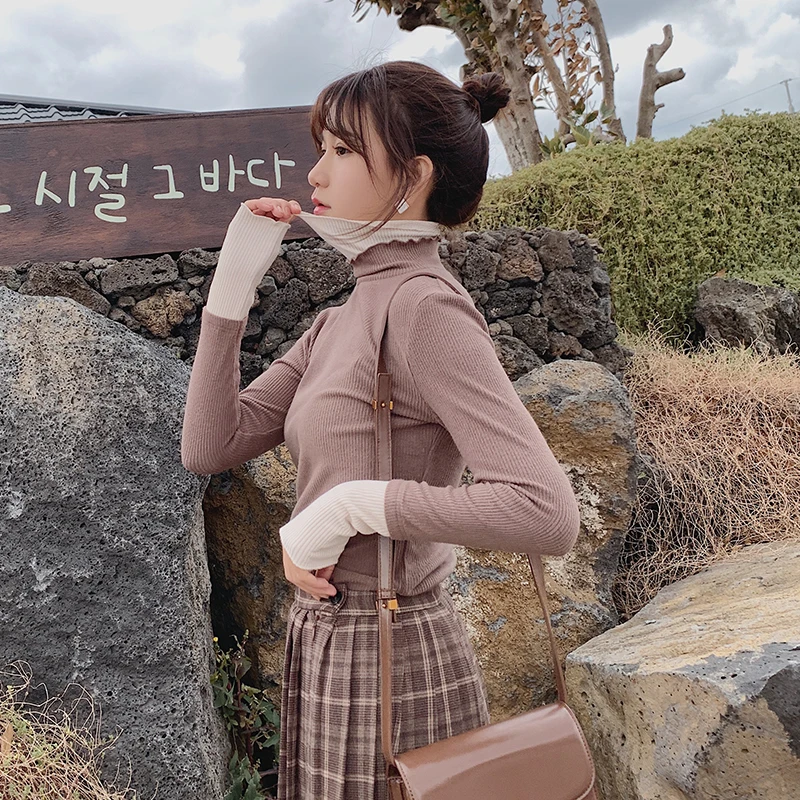 MISHOW осенне-зимний облегающий вязаный свитер женский базовый однотонный теплый