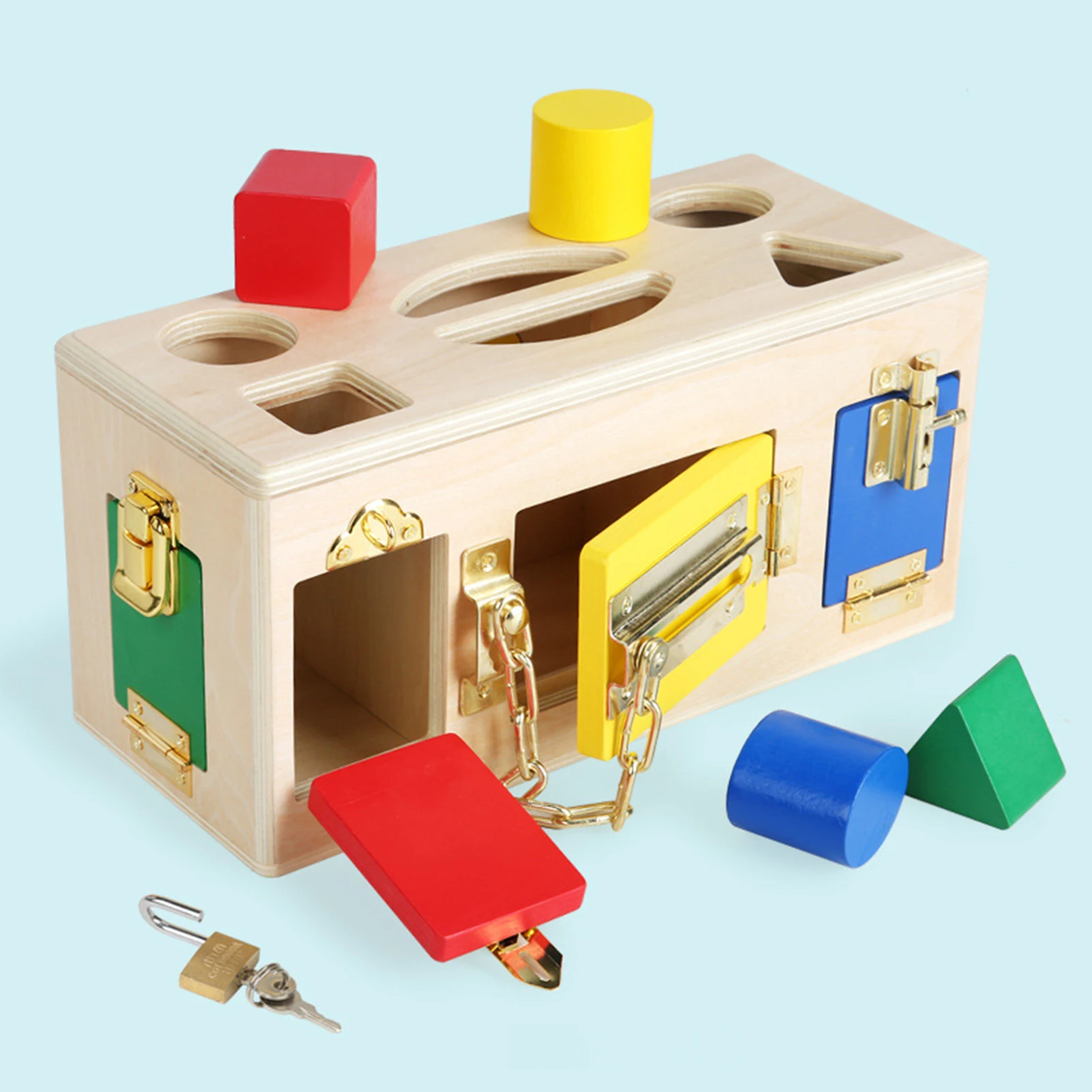 

New wooden Montessori small lock box baby early education puzzle unlock toy kindergarten intelligence teaching tool