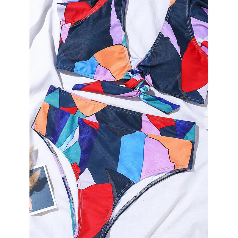 

Geometric Printed Bikinis Swimming Suit For Women High Waist Swimwear Push Up Bathing Suit Sexy V-neck Swimsuit Biquini