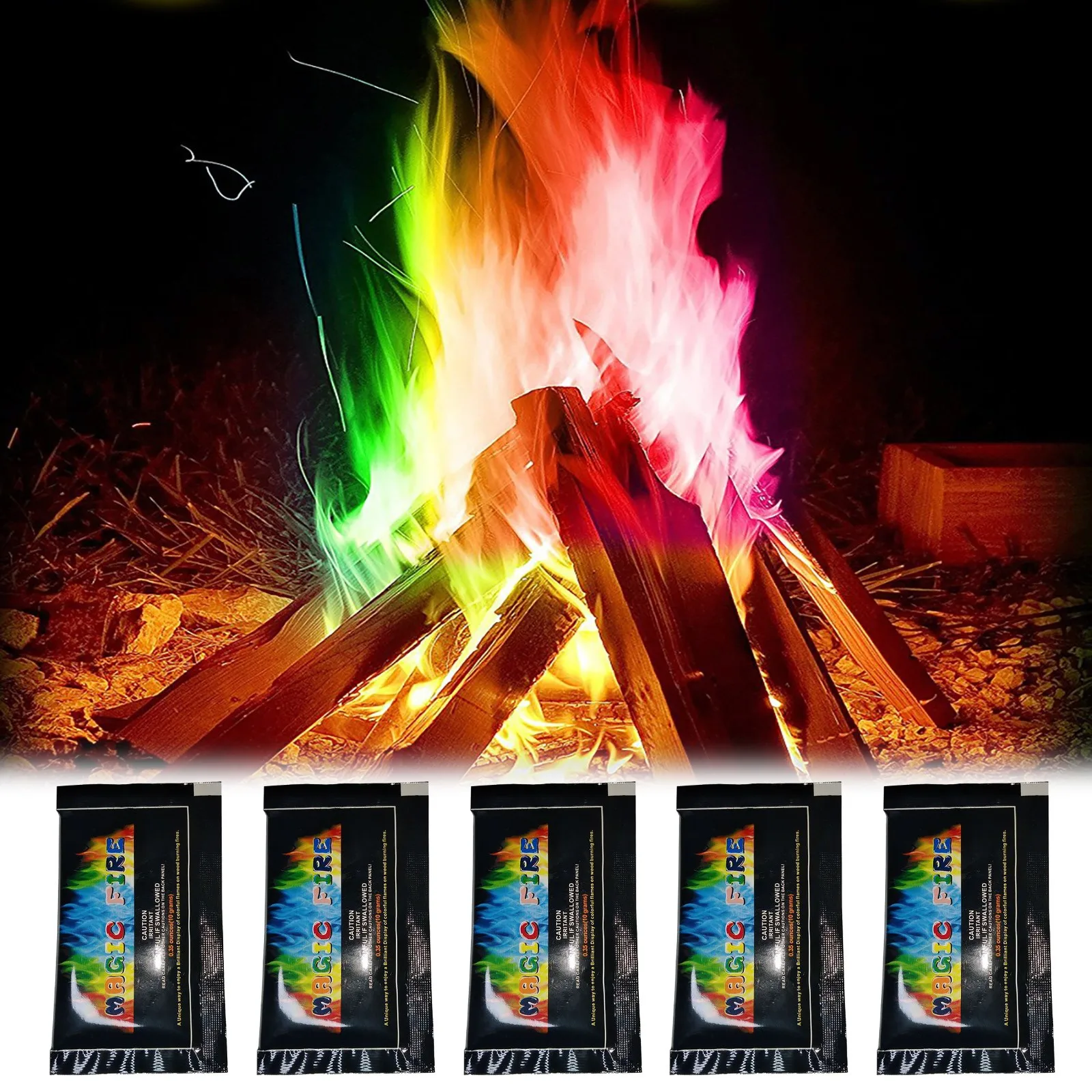 

Fire Magic 5pcs Colorful Flames Powder Bonfire Sachets Pyrotechnics Magic Trick Outdoor Camping Hiking Brinquedos