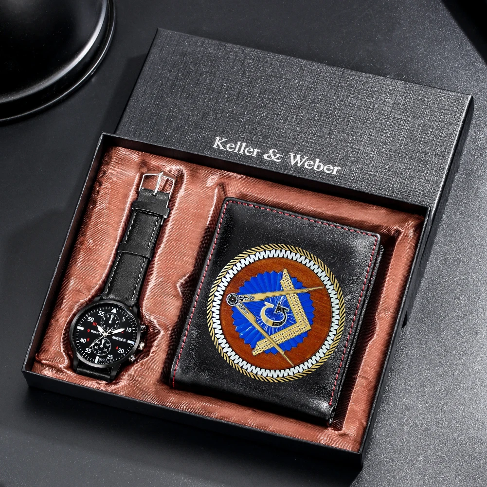 

Men Quartz Watches Leather Wallets Gift Set for Men Business Watch Man Stainless Steel Wristwatch Gift Box Set Relogio Masculino