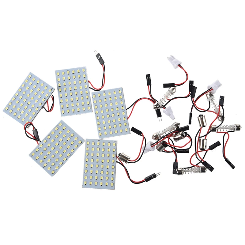 5 х 48 Белый SMD светодиодный панель 12V + T10 / BA9S трубчатое основание модуль от 29-42 мм |