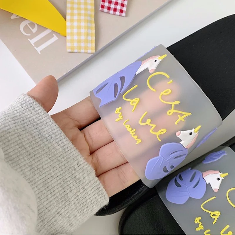 Летние шлепанцы женские тапочки с рисунком единорога Милые Пляжные домашние