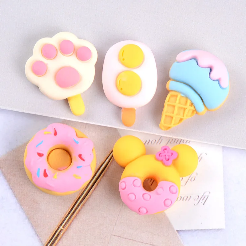 

10pcs Cute Style Dessert Flatback Planar Resin DIY Craft Supplies Kids BB Hair Accessories Resin Accessories Jewelry Material