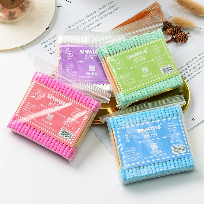 Палочки ватные деревянные для удаления макияжа палочки чистки носа и ушей 1