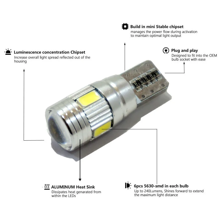 Светодиодный Canbus T10 W5W 4 шт. без ошибок для SAMSUNG 5630 SMD VW Golf 5 6 Polo Jetta Bora Passat 3C CC B7 Tiguan BMW