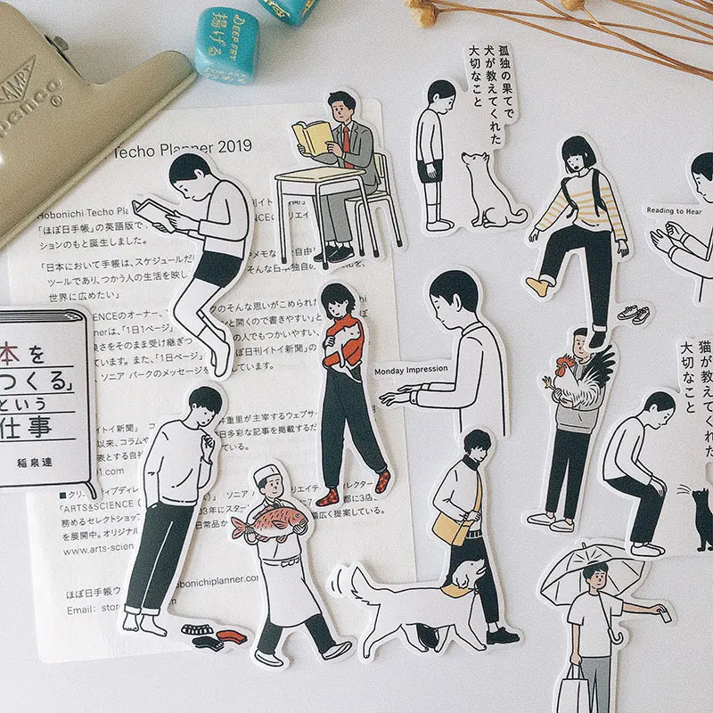 13 шт. 2019 черно белая иллюстрация буддистская жизнь наклейка сделай сам