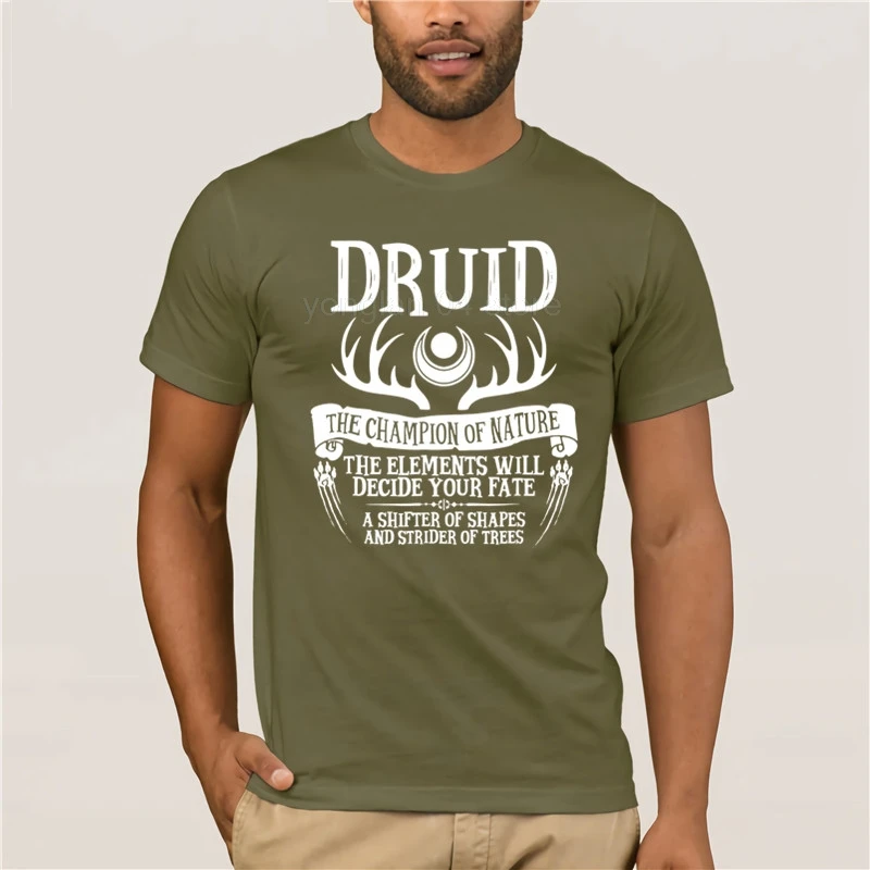 Модная летняя футболка хлопок креативный графический дизайн Druid Fantasy RPG DnD - Цвет: army green