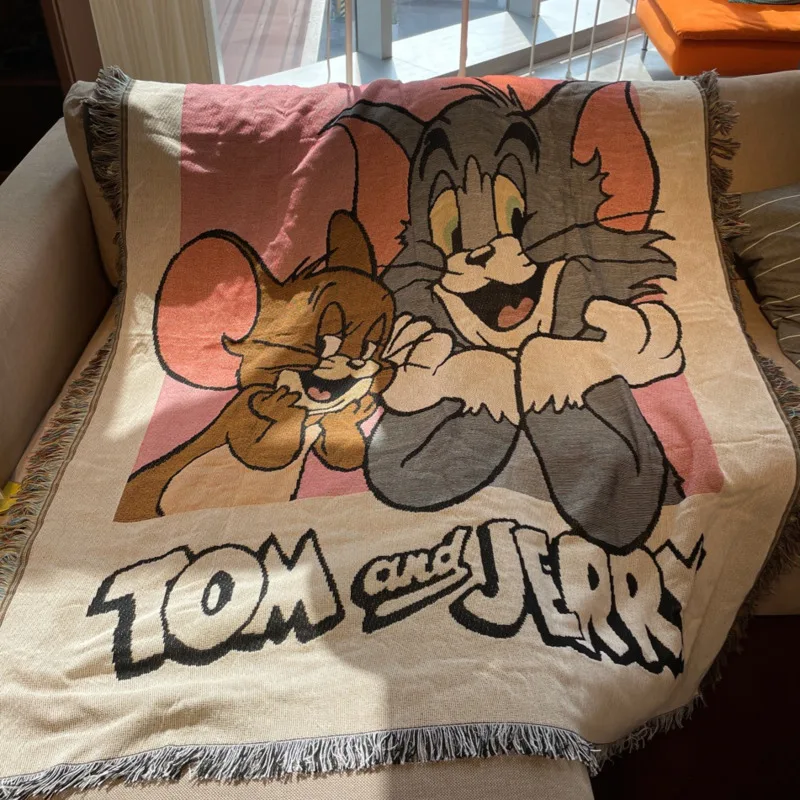 

130x160cm Tom Jerry Blanket Sofa Cover Blanket Cat and Mouse Cartoon Cotton Blanket Home Hotel Blacket