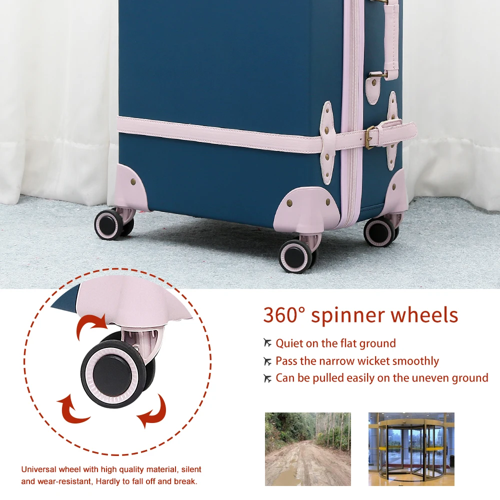 Винтажный багаж набор носить на милый чемодан с прокатки Спиннер колеса TSA