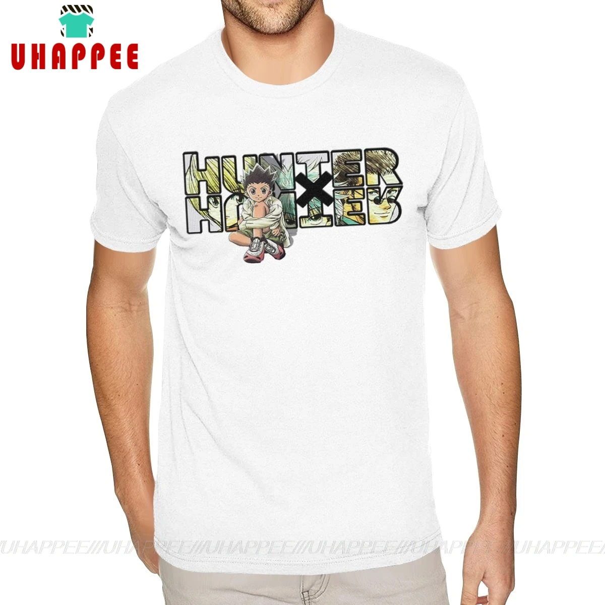 Недорогие футболки с логотипом Hunter X для мужчин белые короткими рукавами и