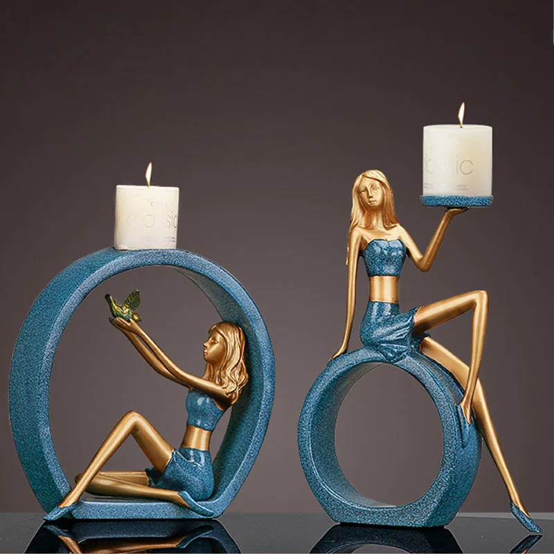 Домашний поставщик украшения из смолы декоративный подсвечник настольное