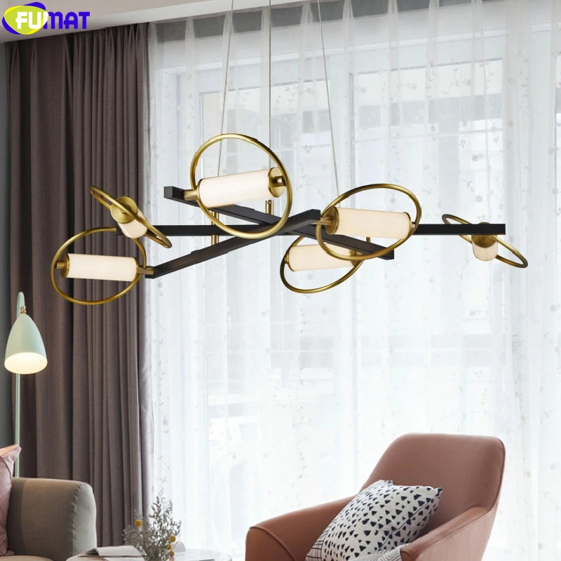 FUMAT современный стиль кольцо Металл искусство подвесной светильник золотой