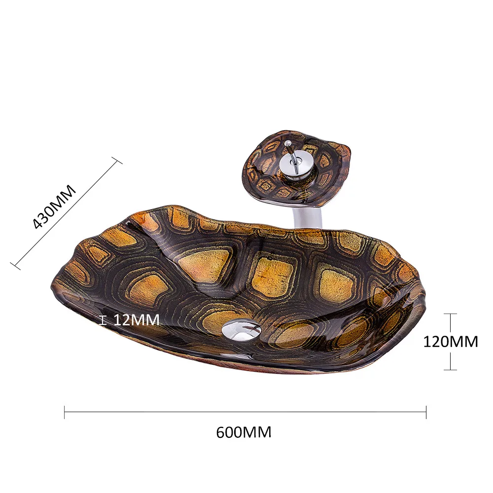 Смеситель для раковины в ванную комнату кран из закаленного стекла с рисунком