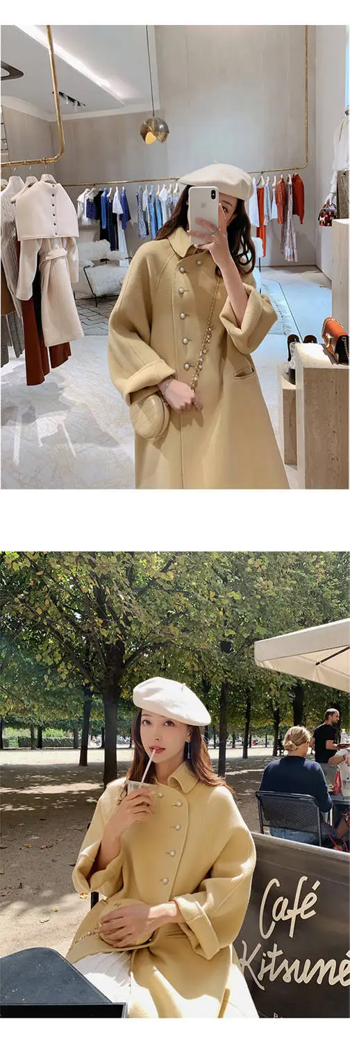 New High Grade Double-Sided Woolen Coat In Long Wool Coat Doll Collar Fashion A-Line Loose Woolen Coat Women Winter Warm
