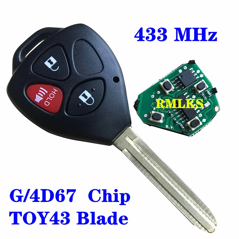 3 кнопки дистанционного ключа 433 МГц 4D67G чип FOB для 2005-2008 Toyota Hilux FCC ID: MDL B42TA B41TA |
