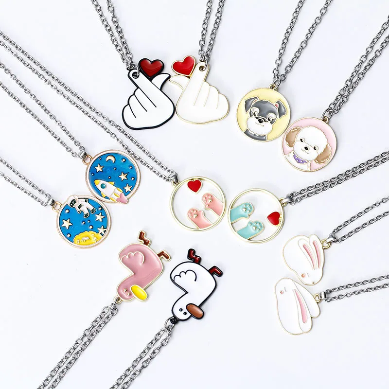 

New Cute Puppy Dog Necklace Girl Heart Childlike Fun and Cool Jumping Di Lovers Pendant Cute Animal Starry Necklace
