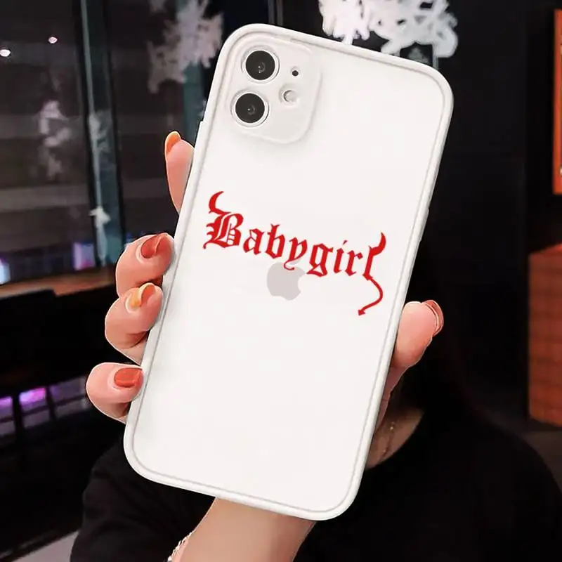 

Babe babygirl honey line Text art Phone Cases Matte transparent For White iPhone 12 Mini 11 Pro XR XS Max 7 8 Plus X Back Cover