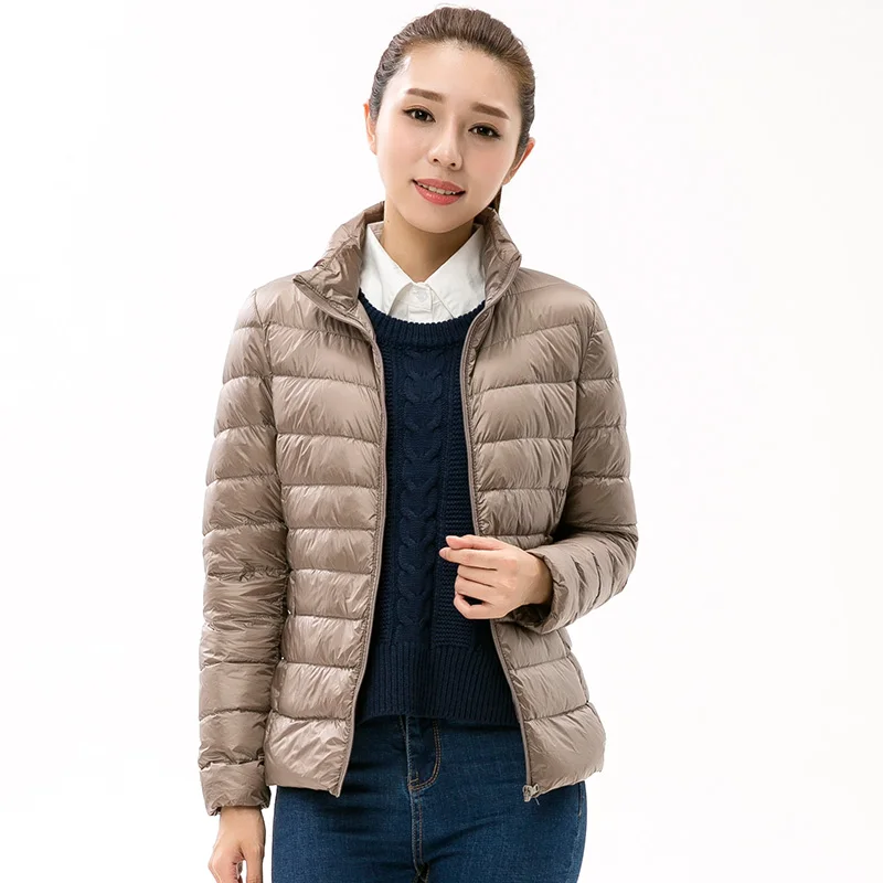 

Nice New Woman Stand Collar Slim Short Ultra Light Down Jackets Female Wear Coat Parkas Plus Size 5XL Parkas Mujer Invierno Feme