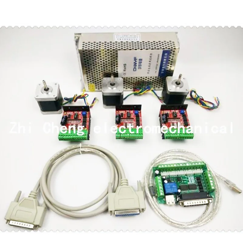 

CNC Router Kit 3 Axis, 3pcs TB6600 4.0A stepper motor driver +3pcs 42HS48 0.44NM motor+ 5 axis interface board+ power supply