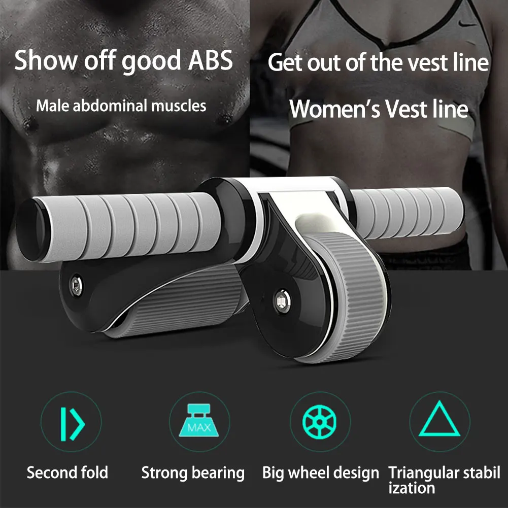 Ab ролик с двойными колесами для пресса на животе фитнеса тренажерного зала