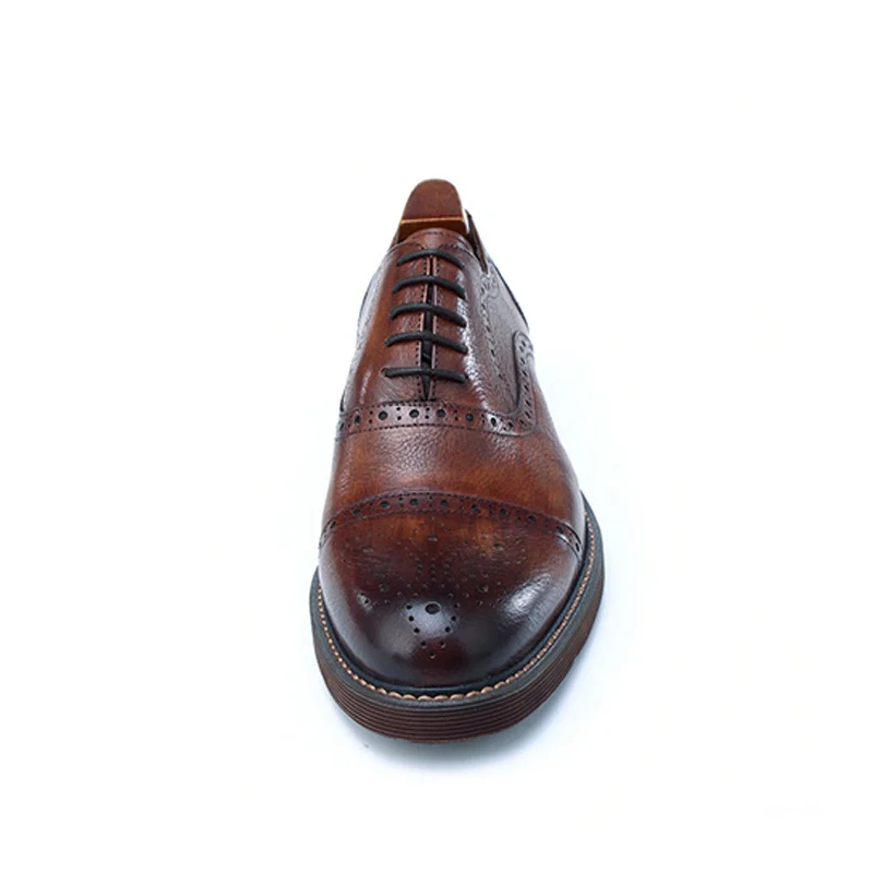 Новинка винтажные мужские полуботинки из натуральной кожи оксфорды с круглым
