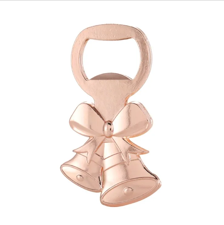 

10PCS Gold Christmas Bell Design Bottle Opener in Pink/Blue Box Xmas Party Giveaways Wedding Favors Gift For Guest