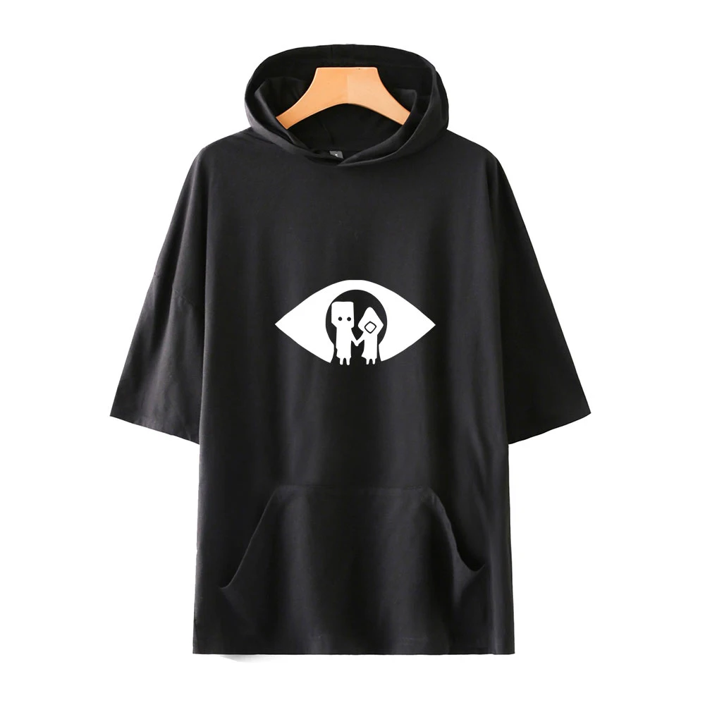 

Little Nightmares T Shirt Women Hooded Tee Shirt Summer Short Sleeve Top Harajuku Streetwear Horror Adventure Game Clothes