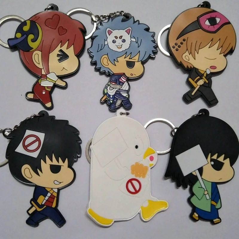 

Брелки для ключей в японском стиле аниме Gintama, подвесные брелоки с фигурками гинтоки и сакаты из акрила, подарок для друзей, игрушки, 1 шт.