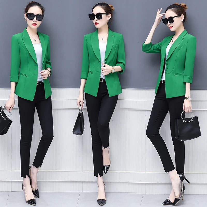 Оранжевые зеленые черные белые элегантные пиджаки и куртки Осенняя Офисная