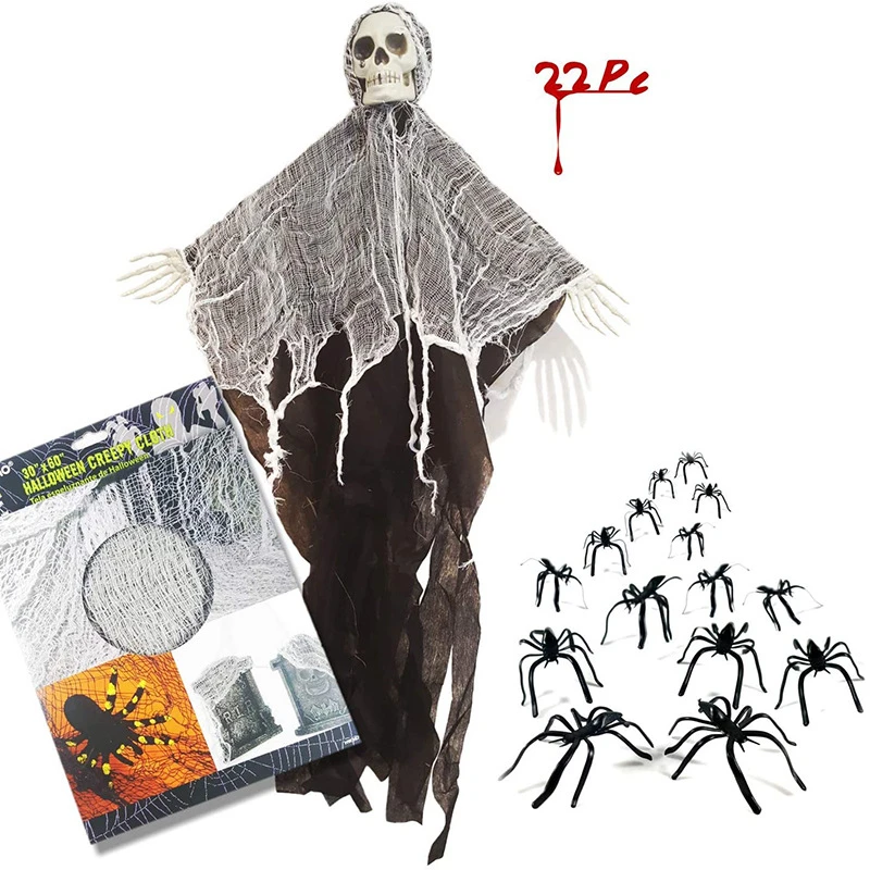 

100cm Skull Halloween Hanging Ghost Haunted House Hanging Grim Reaper Horror Props Halloween Decorations For Home Door Bar Club