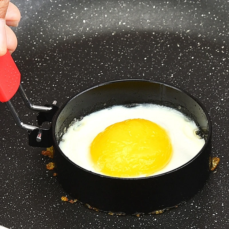 

Omelette Ring Round Fried Egg Mold with Anti-Scald Silicone Handle Stainless Steel Pancake Mould Tool for Frying Egg