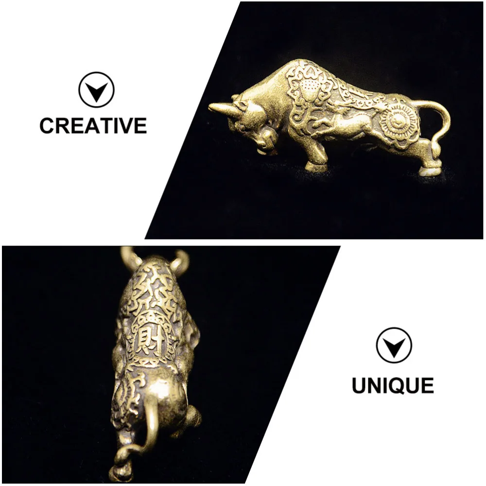

2pcs Exquisite Brass Cow Bag Decor Unique Keychains Brass Adornment Handicraft