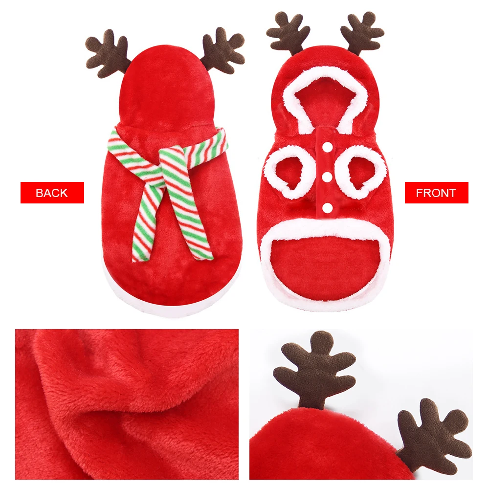 Рождественская Одежда для собак милый костюм Санты мопса чихуахуа домашний