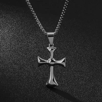haoyi stainless steel silver color cross pendant necklace mens gold simple prayer jewelry