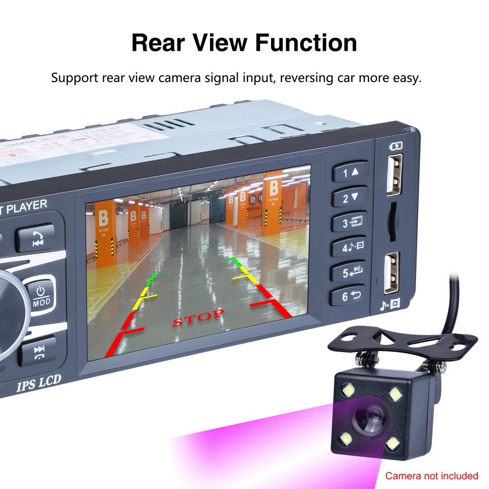 Автомагнитола 1DIN MP5 плеер 3 8 дюйма Mirror Link SD карта двойной USB IPS Bluetooth не сенсорный