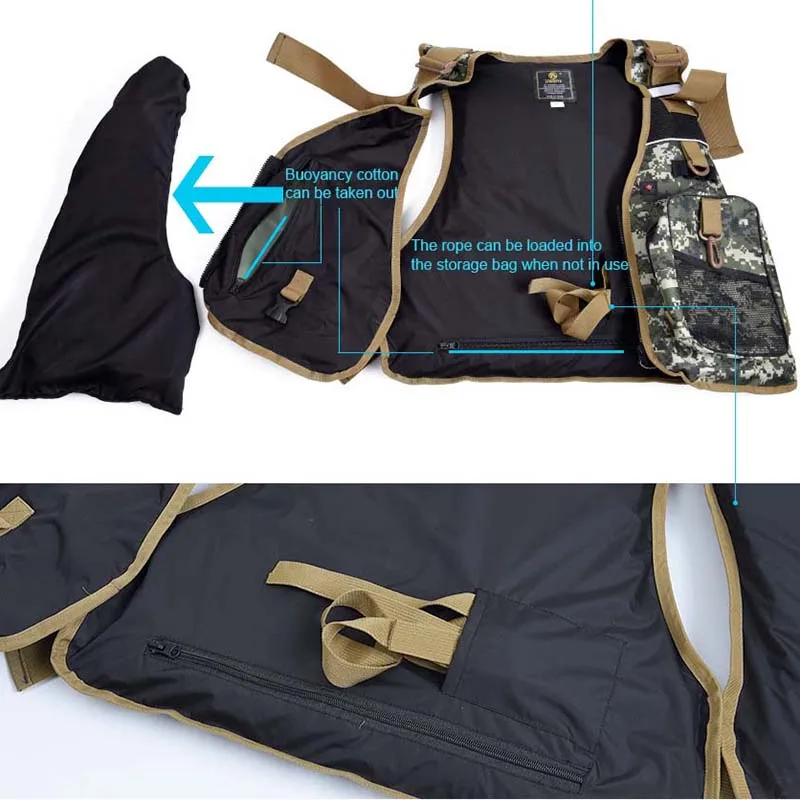 Камуфляжный жилет для ловли нахлыстом мужчин плавучесть с многофункциональными