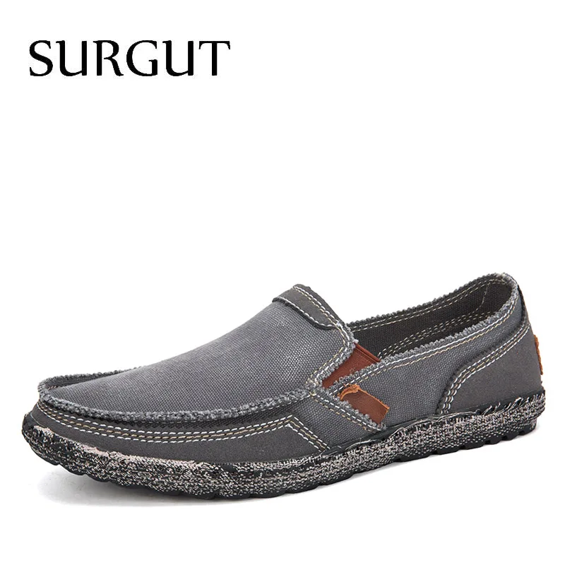 03 Gray SURGUT/Мужская парусиновая обувь; дышащая повседневная обувь для вождения; легкие эспадрильи; мужская обувь на плоской подошве; мягкие лоферы; большие размеры 39-47 - Цвет: 03 Gray