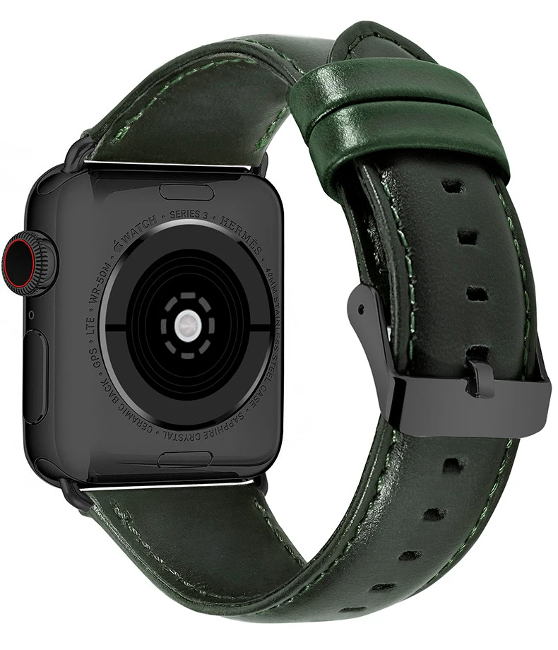 

Genuine Leather strap For Apple Watch Band 42 mm 44 mm Viotoo Fashion Men crazy horse Band For iWatch6 5 4 3 2 38mm 40mm band