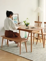 long stool solid wood bench japanese style rectangular log color white oak cherry wood nordic dining table and stool