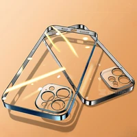 luxury square frame plating tpu transparent case for iphone 12 11 pro max mini iphone x xr xs 7 8 plus se 2020 soft clear cover