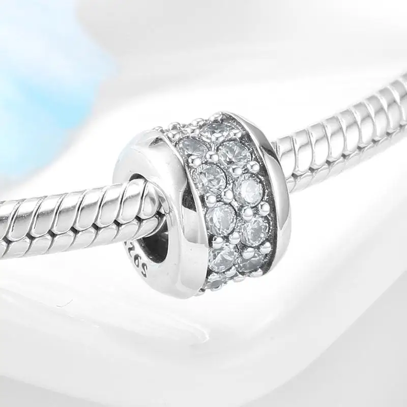 Аутентичные 925 стерлингового серебра и черной эмалью в виде прозрачными камнями