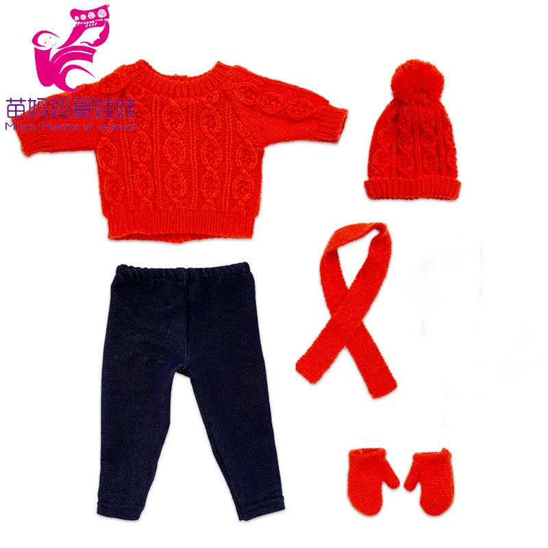 Комплект из 4 предметов шапка шарф свитер платье для кукол-младенцев 40-43 см 18