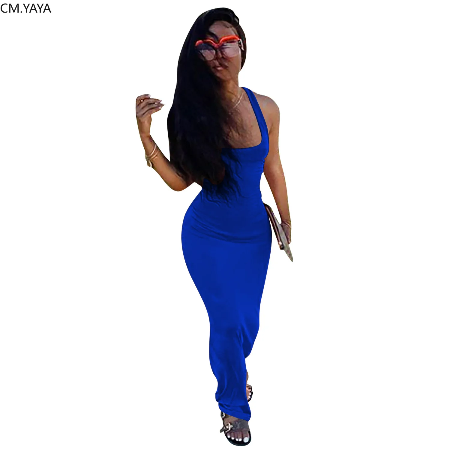 

Women Streetwear Casual Tank O-Neck Lace Up Open Back Slim Maxi Dress Fashion Sleeveless Solid Long Dresses Vestidos