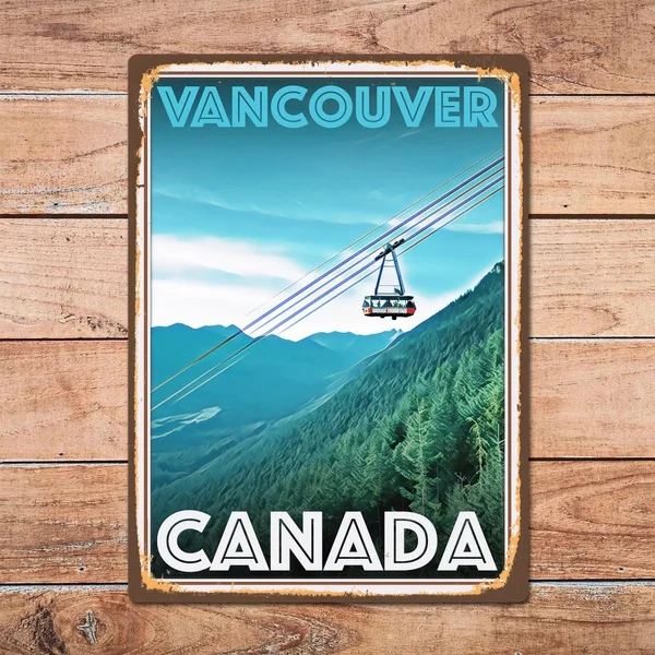 

Металлическая жестяная вывеска Ванкувер, Канада, Настенный декор для домашней комнаты, Ретро винтажный стиль, постер для путешествий