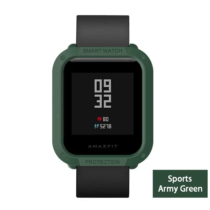 Army Green Многоцветный PC покрытие протектор для часов для Huami Amazfit Bip Молодежные часы чехол смарт-спорт крышка Замена аксессуары - Цвет: Army Green