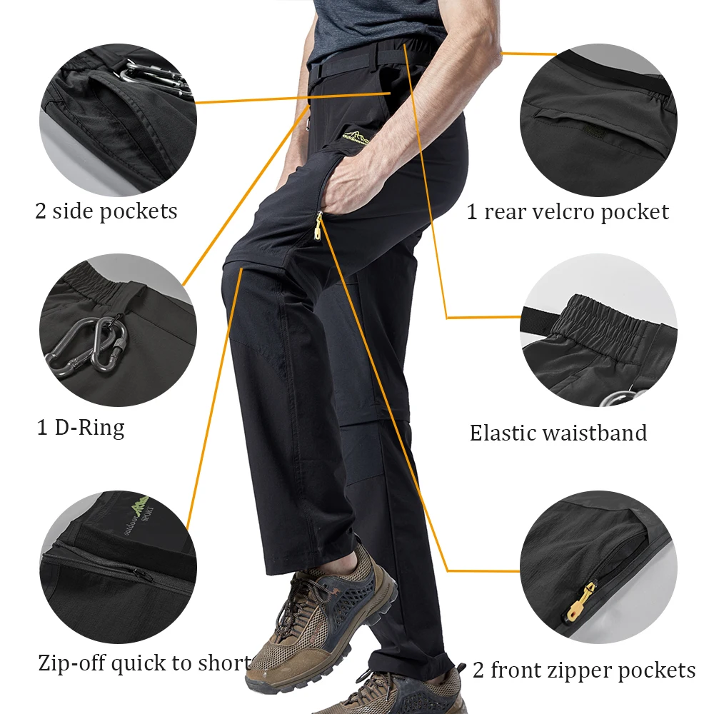 BIUFOLXIU Mens Hiking Stretch Pants Convertible Quick Dry Breathable Zip Off Cargo Work Outdoor for Travelling Fishing | Мужская одежда