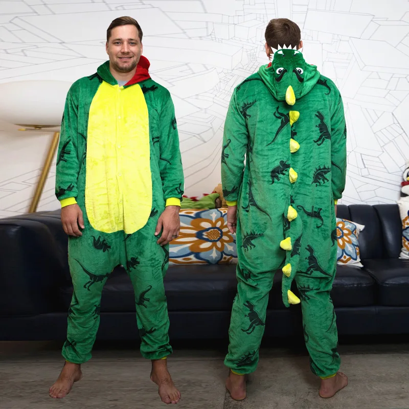Зимняя мужская пижама с единорогом стежка животными кигуруми Мужская Фланелевая