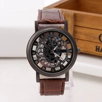 the mens quartz wristwatches men vintage luxury watches with unique hollowed out stainless steel dial for boys wrist watch 2021