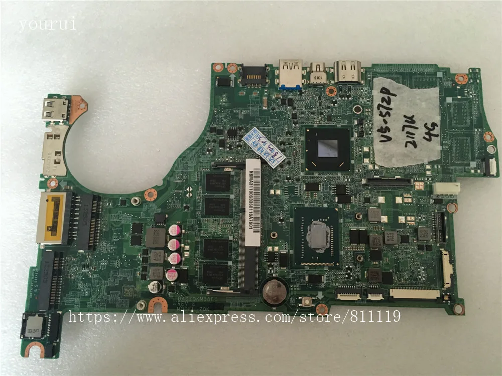 

Оригинальная материнская плата yourui для ноутбука ACER aspire V5-472G DA0ZQKMB8E0 NBMA311005 с процессором i5-3337u
